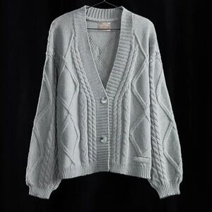 Taylor Swift Light Gray Cable Knit Cardigan